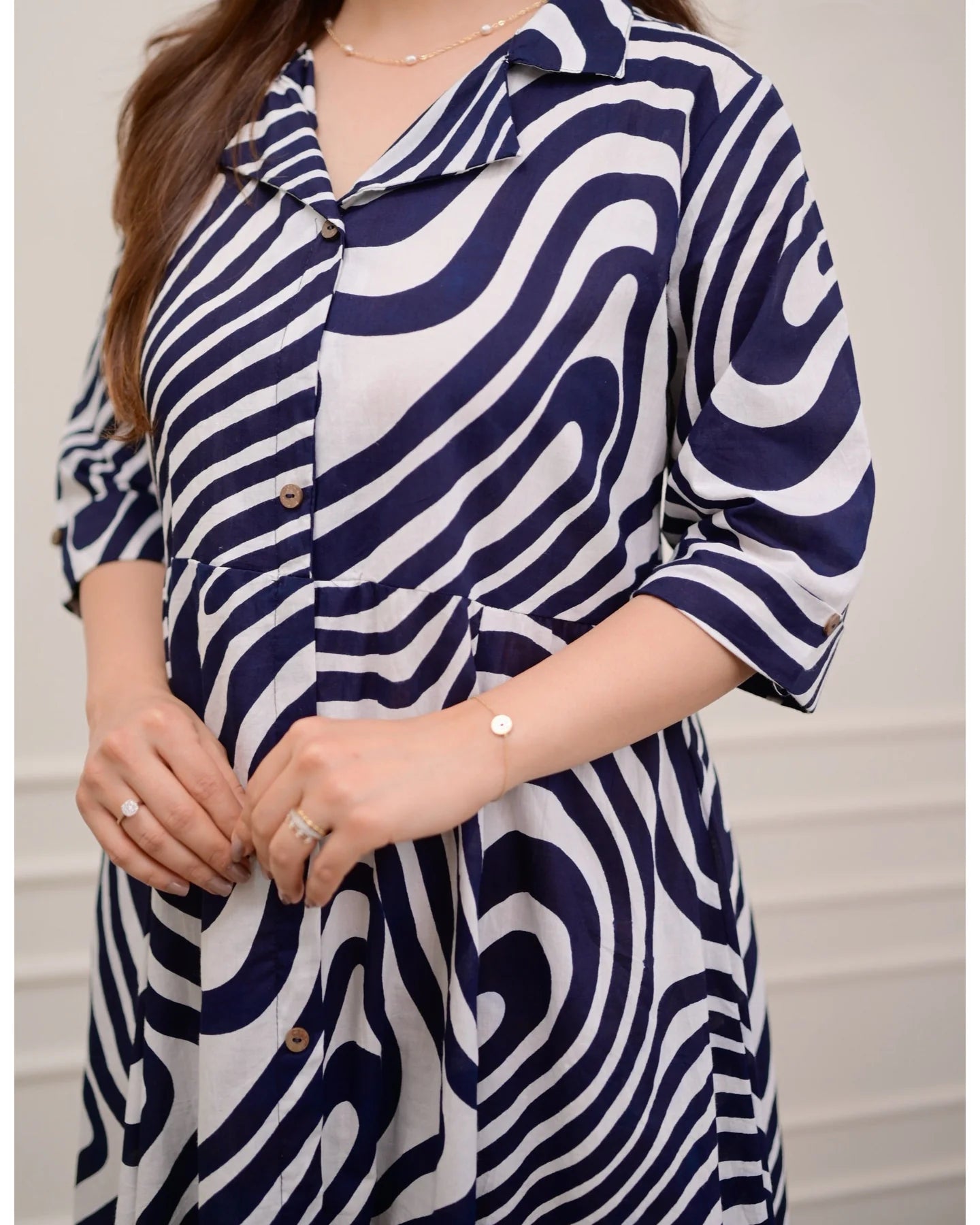 Women’s Stylish A-Line Printed Kurti Dress – Available in Yellow, Blue & Pink