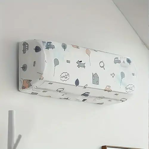 Charming Cartoon Print Split AC Indoor Unit Cover, High Quality | Dustproof, Decorative, & Washable