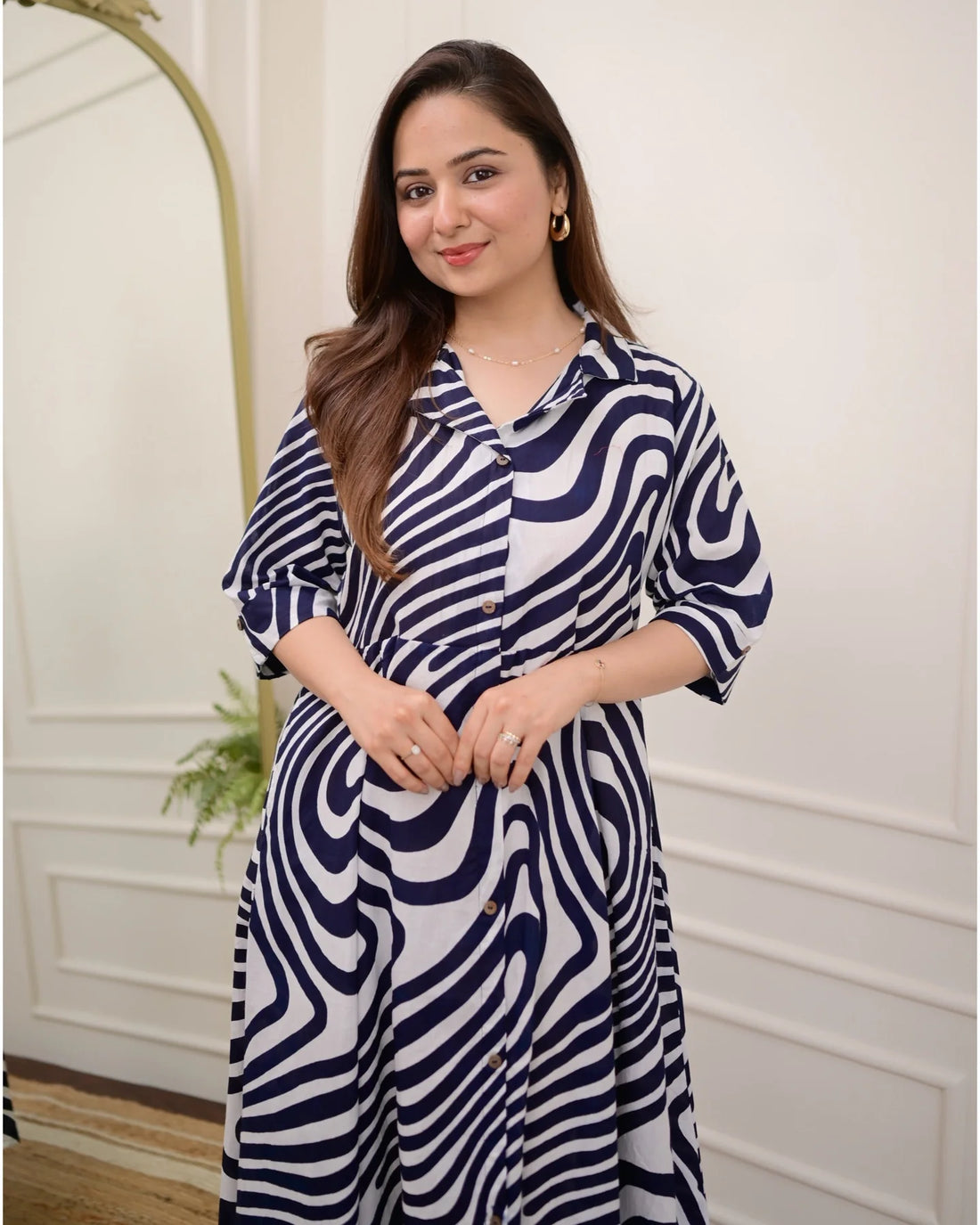 Women’s Stylish A-Line Printed Kurti Dress – Available in Yellow, Blue & Pink