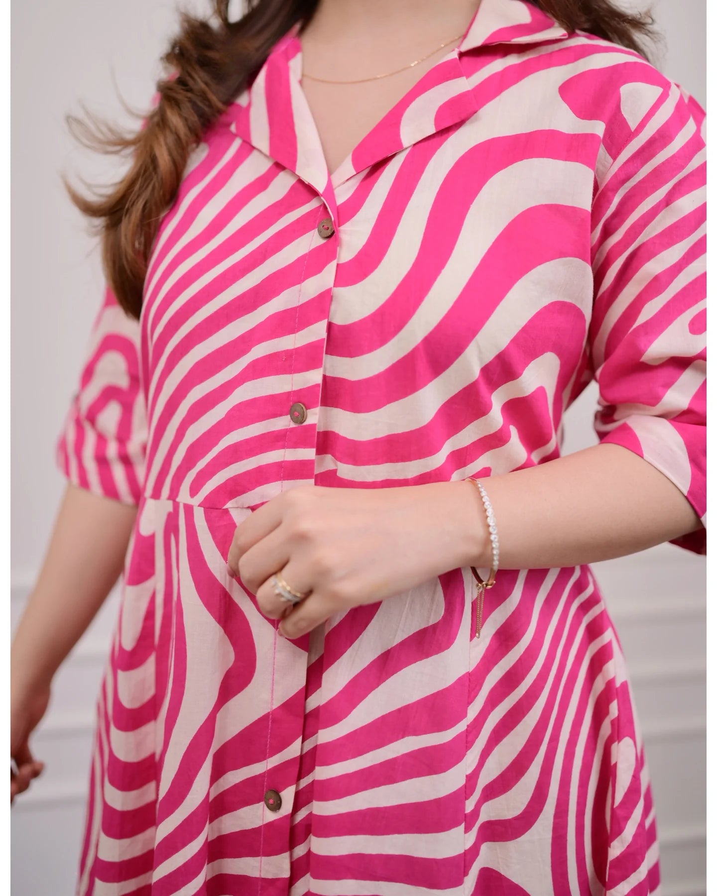 Women’s Stylish A-Line Printed Kurti Dress – Available in Yellow, Blue & Pink