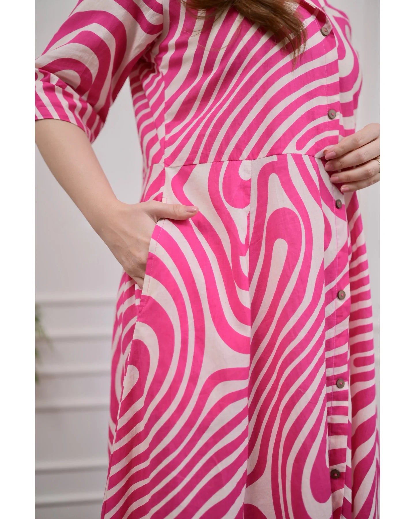 Women’s Stylish A-Line Printed Kurti Dress – Available in Yellow, Blue & Pink