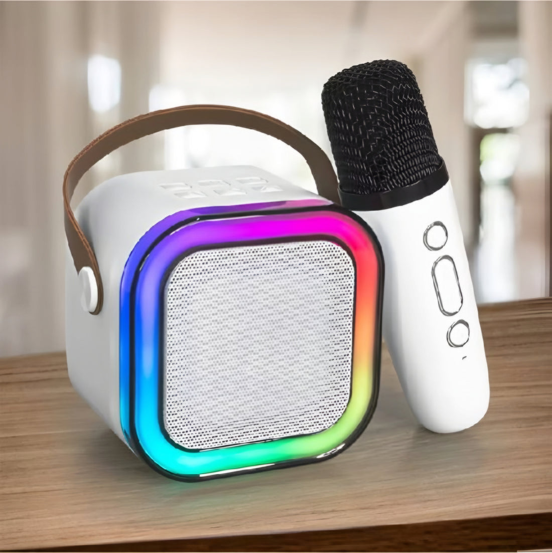 Wireless Karaoke Microphone & Bluetooth Speaker – Portable RGB Light Music System