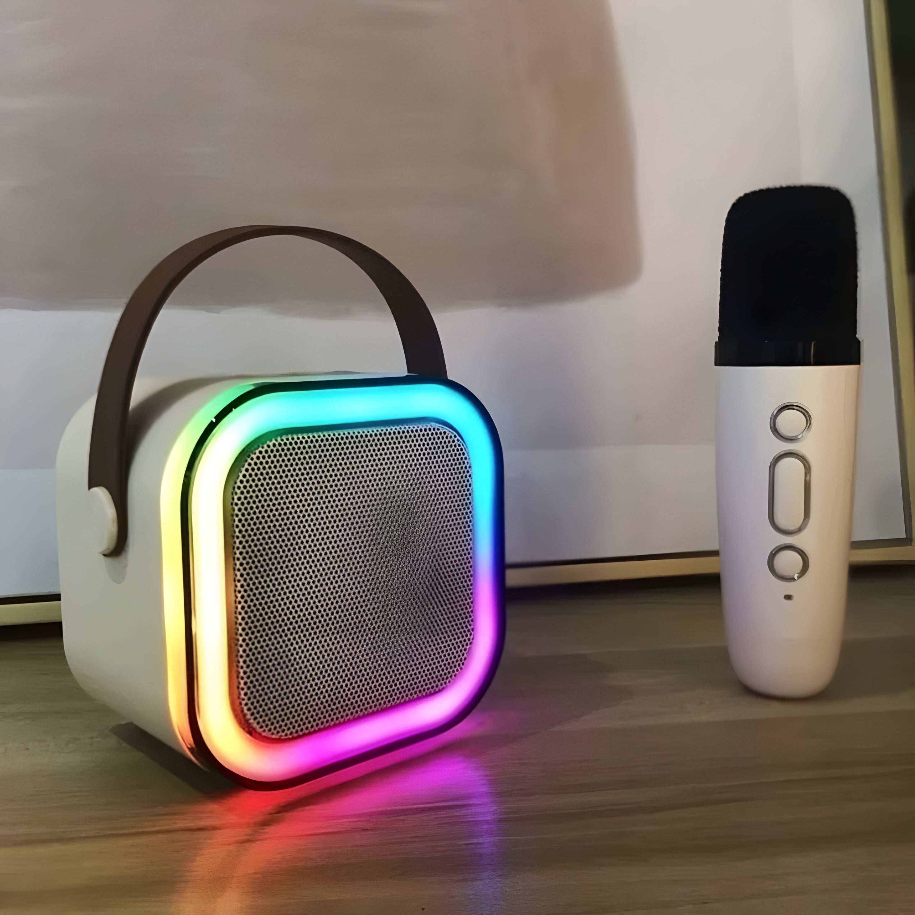 Wireless Karaoke Microphone & Bluetooth Speaker – Portable RGB Light Music System