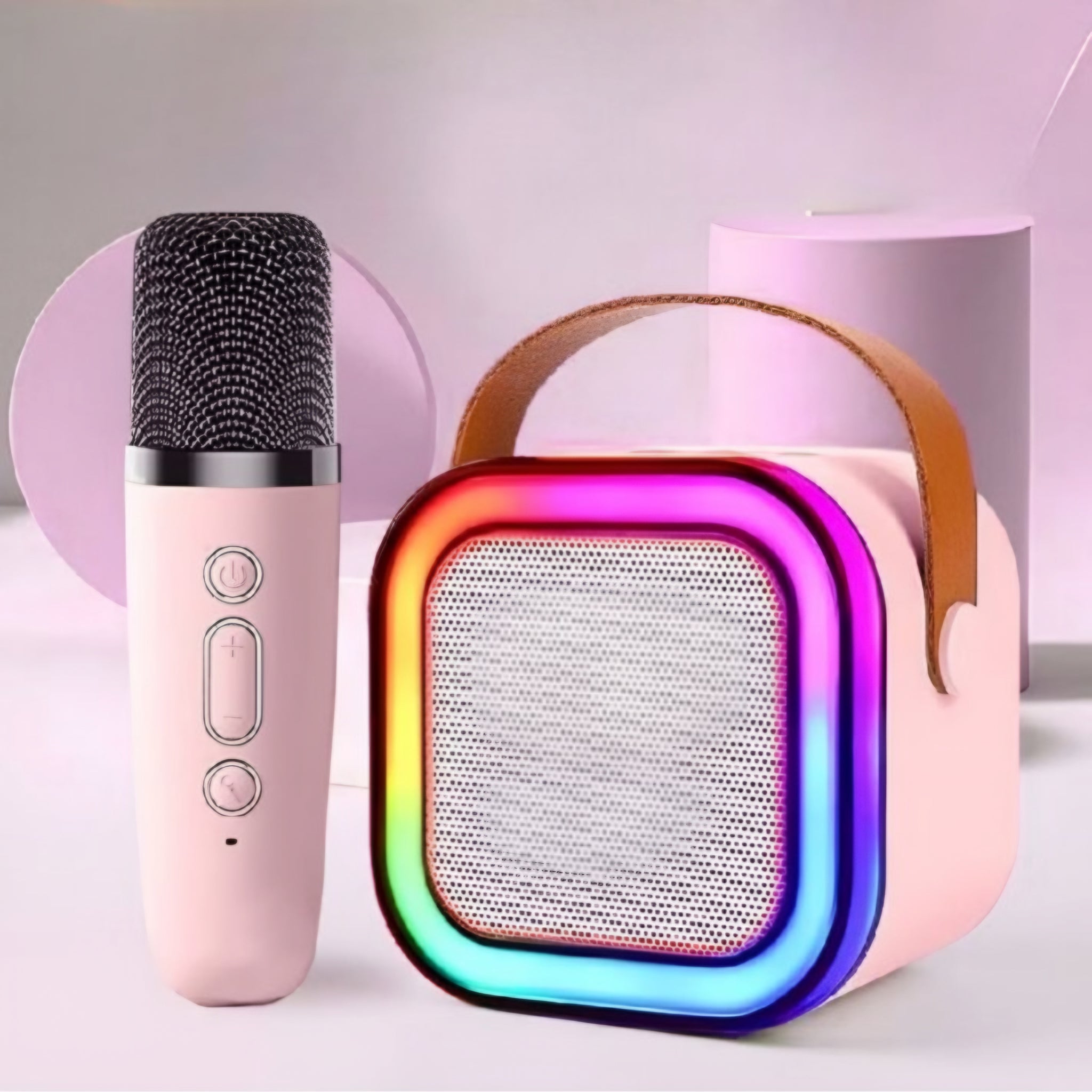 Wireless Karaoke Microphone & Bluetooth Speaker – Portable RGB Light Music System
