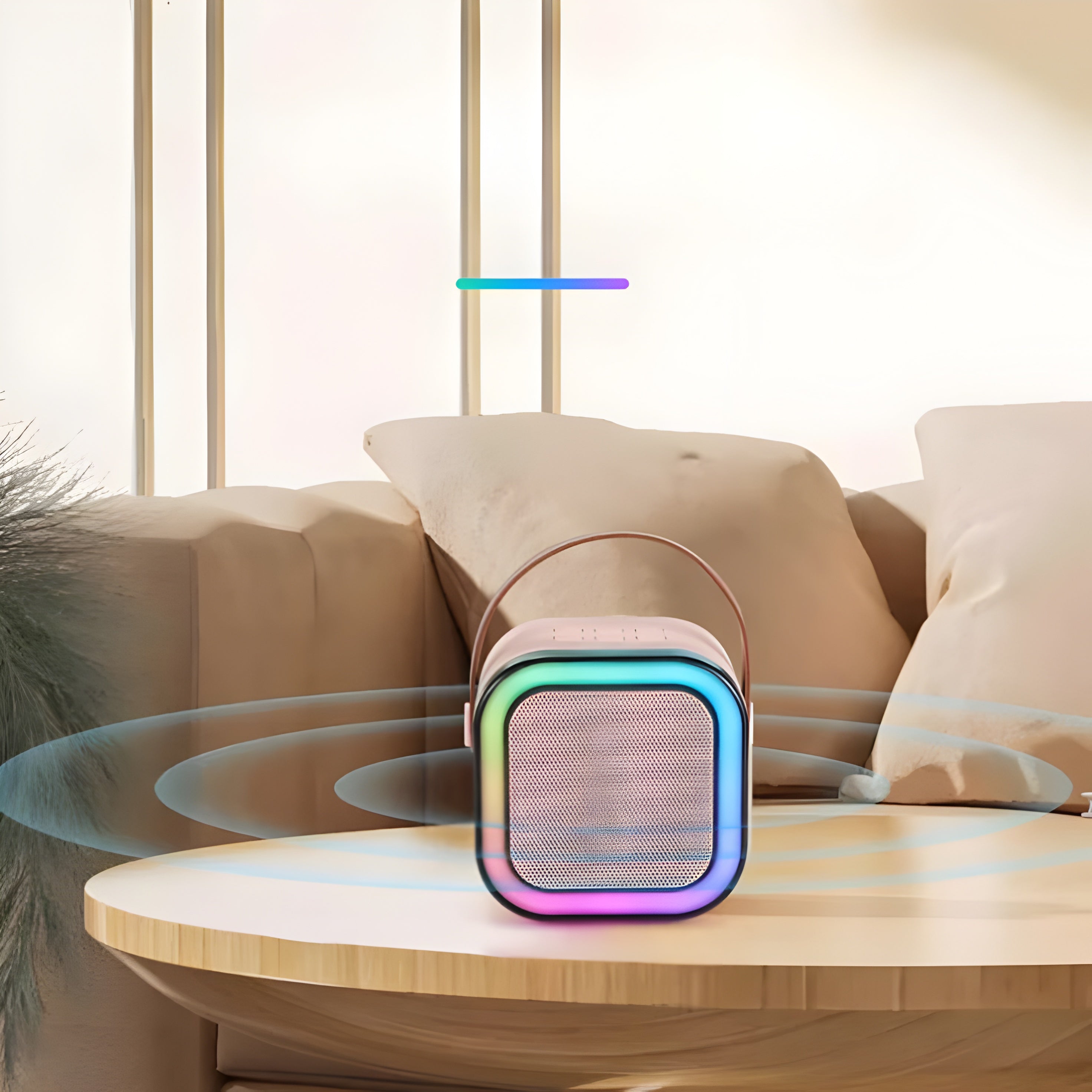 Wireless Karaoke Microphone & Bluetooth Speaker – Portable RGB Light Music System