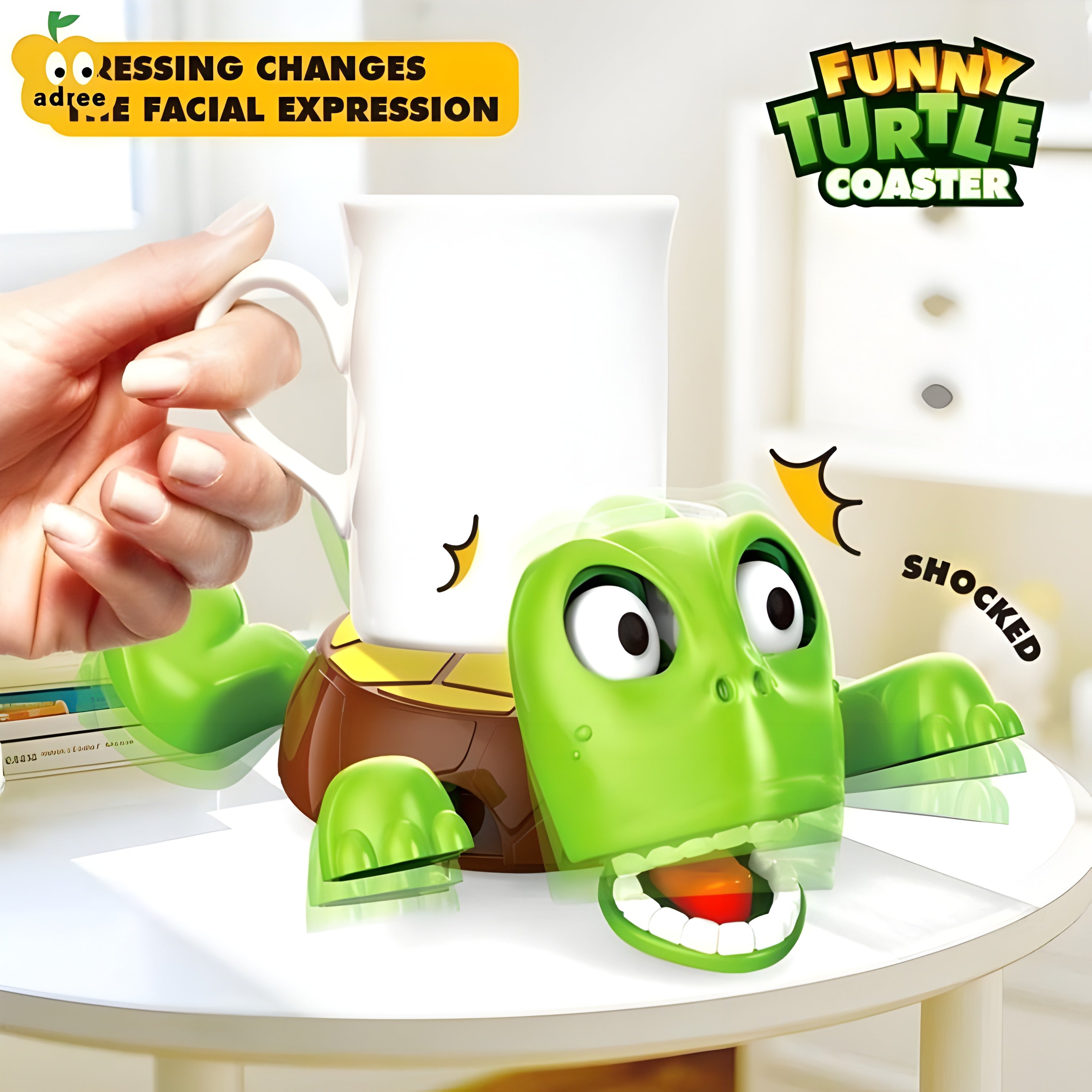 Funny Turtle Expression Changing Coaster – Cute & Interactive Cup Holder