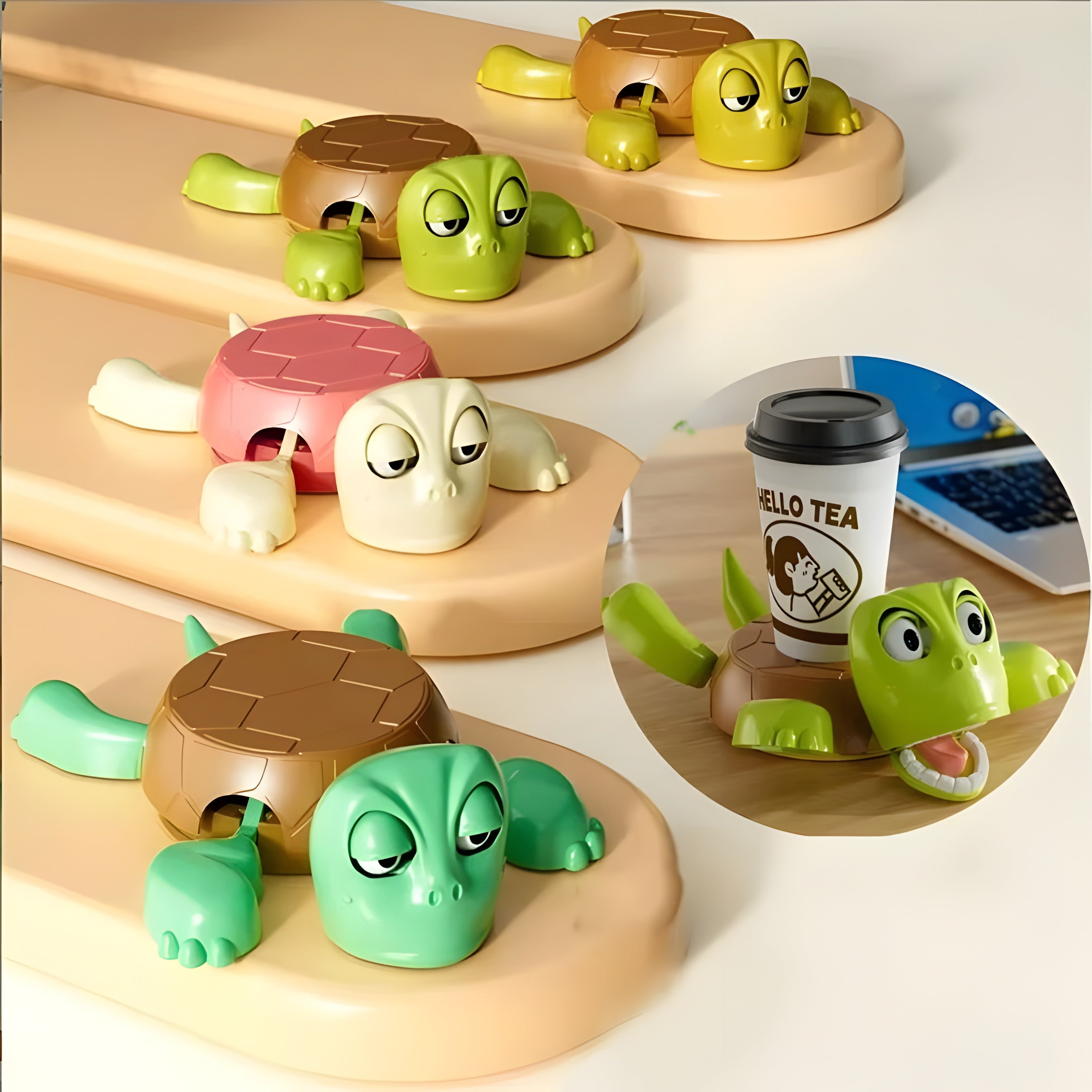 Funny Turtle Expression Changing Coaster – Cute & Interactive Cup Holder