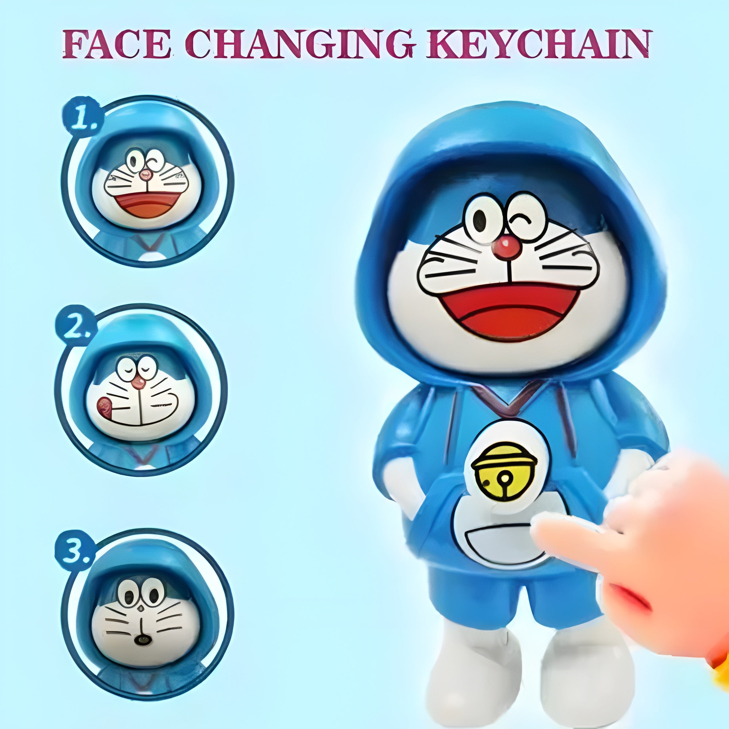 Face Changing Doraemon Keychain – 3 Expressions Mood Toy | Cute Cartoon Bag & Key Accessory