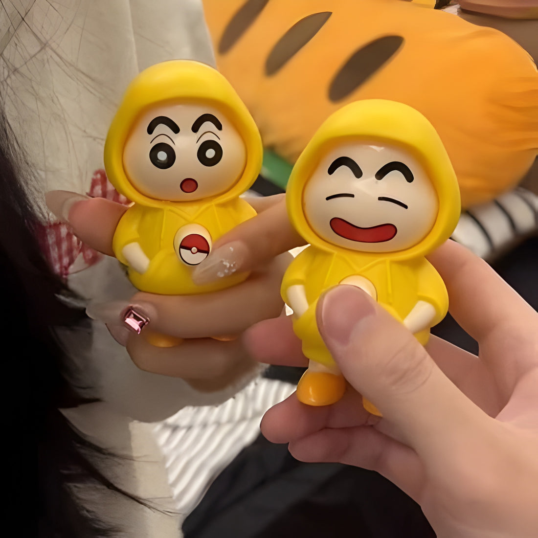 Shinchan Face Changing Keychain – 3 Expression Fun Cartoon Toy | Yellow Hooded Collectible Bag & Key Accessory