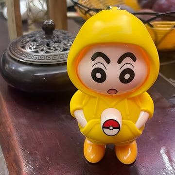 Shinchan Face Changing Keychain – 3 Expression Fun Cartoon Toy | Yellow Hooded Collectible Bag & Key Accessory