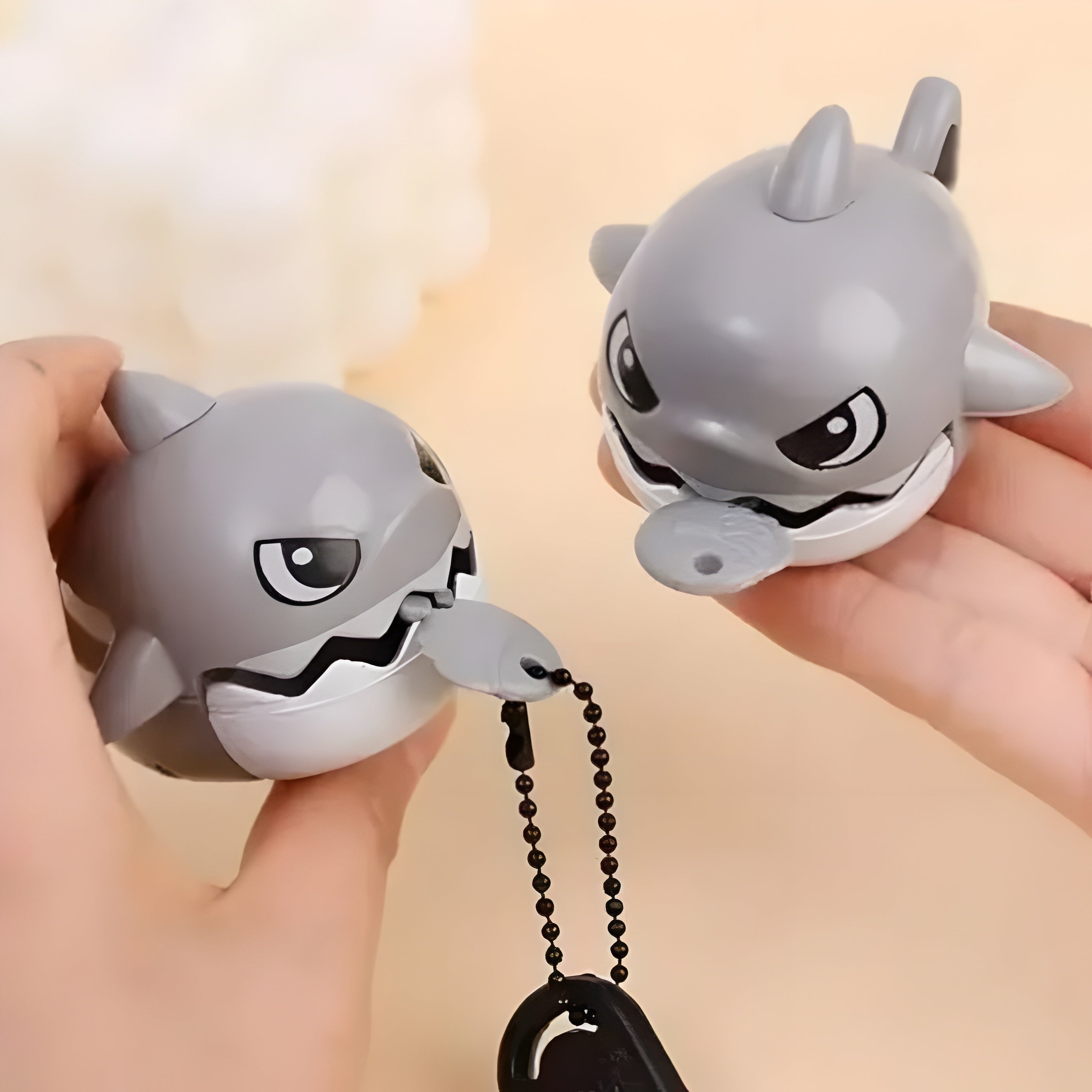 Shark Pull String Keychain Toy – Fun & Cute Cartoon Shark Pendant for Kids