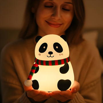 Cartoon Panda Night Lamp – Cute Table Light with Festive Scarf for Kids & Home Decor