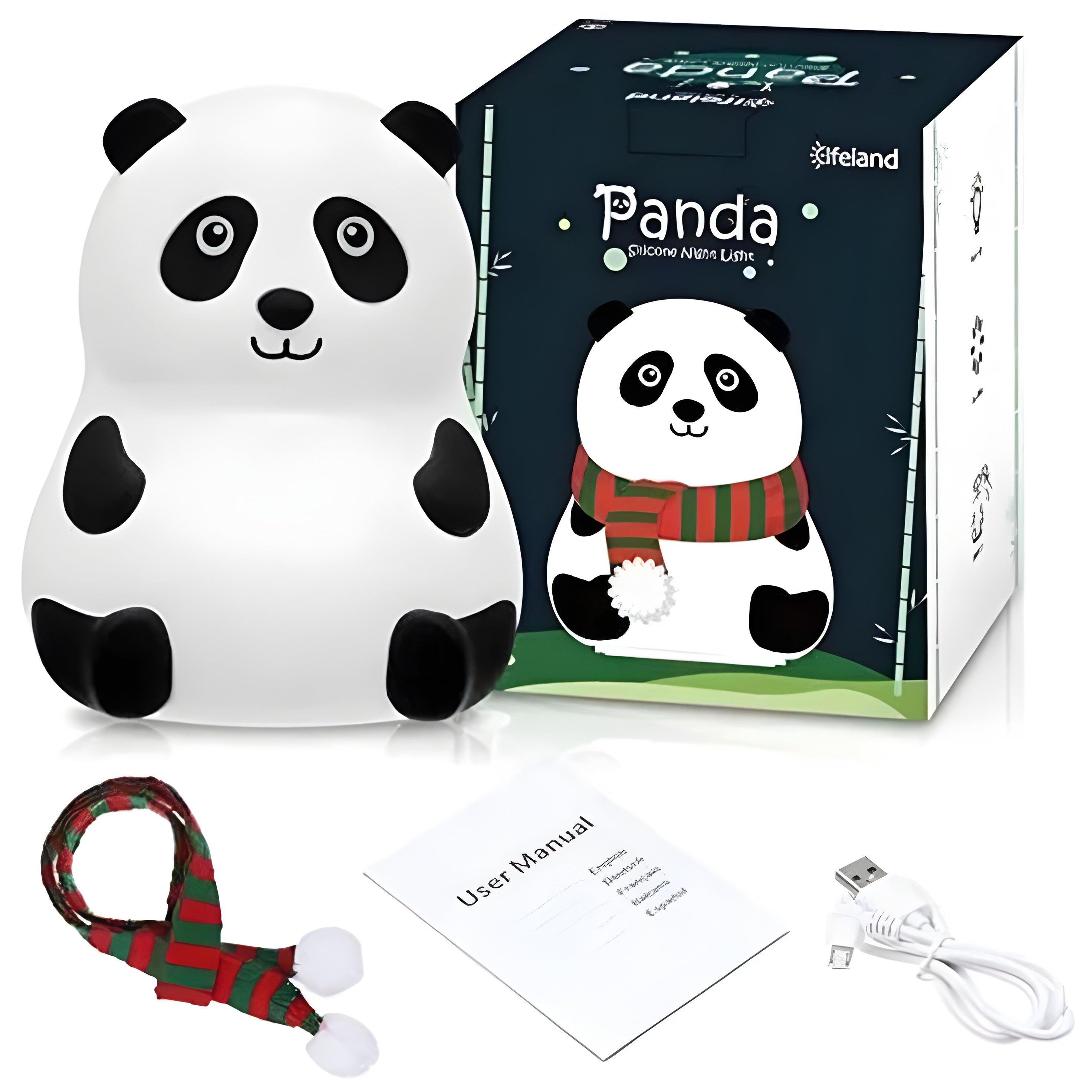 Cartoon Panda Night Lamp – Cute Table Light with Festive Scarf for Kids & Home Decor