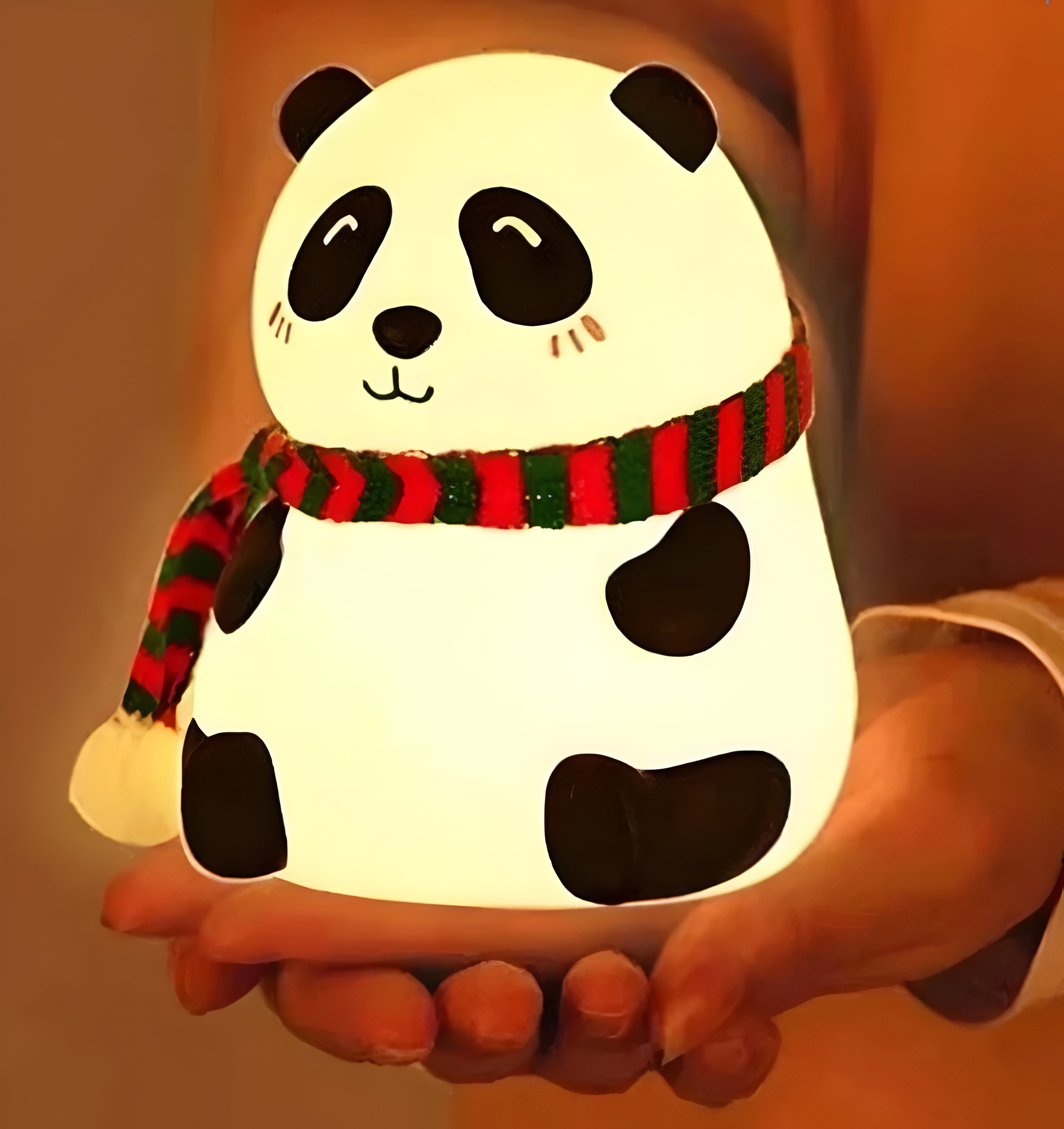 Cartoon Panda Night Lamp – Cute Table Light with Festive Scarf for Kids & Home Decor