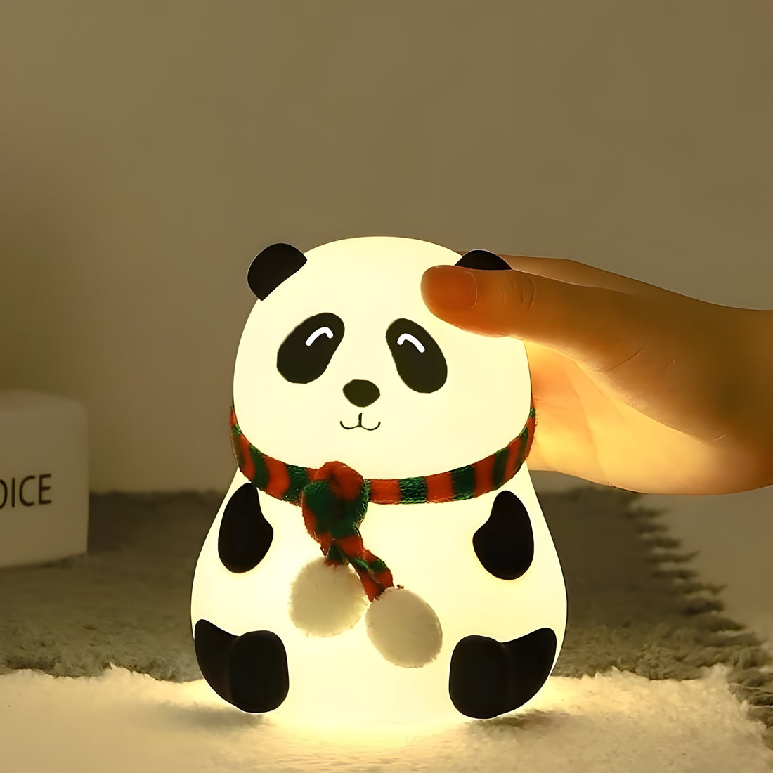Cartoon Panda Night Lamp – Cute Table Light with Festive Scarf for Kids & Home Decor