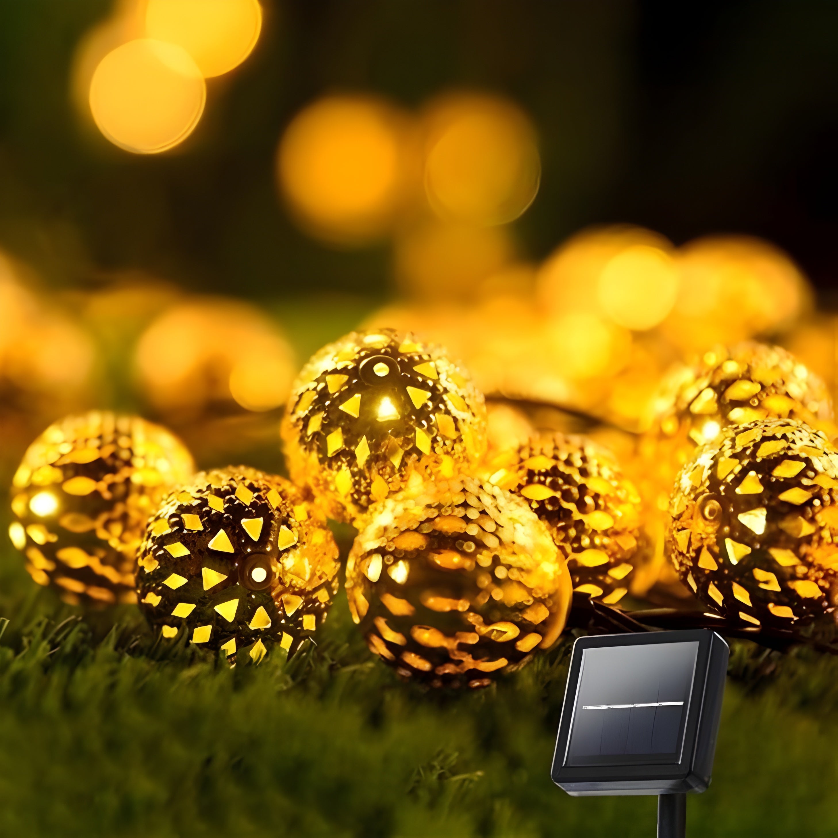 Golden Globe Solar String Lights – Warm White Decorative LED for Home & Garden