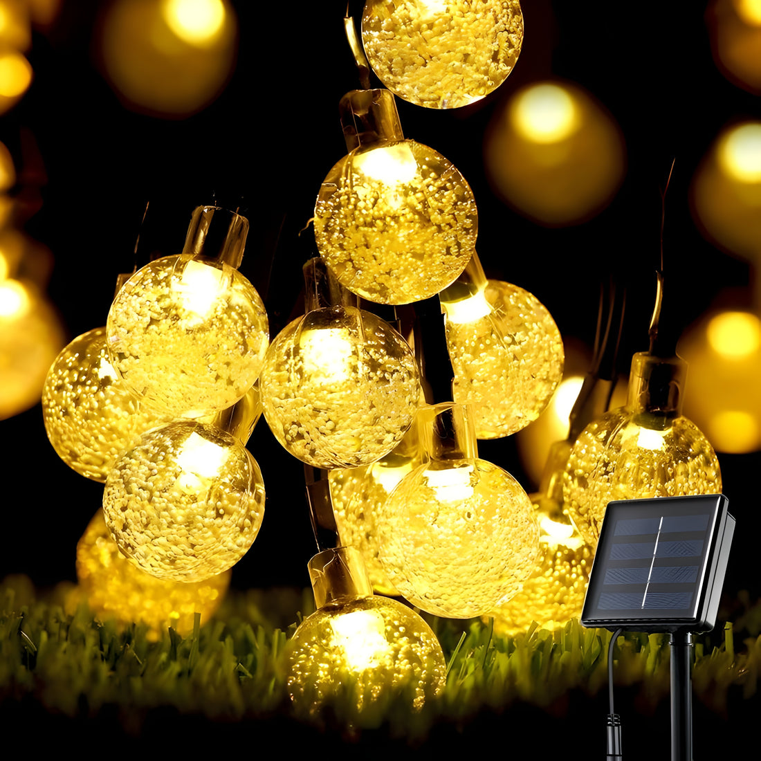 Golden Globe Solar String Lights – Warm White Decorative LED for Home & Garden