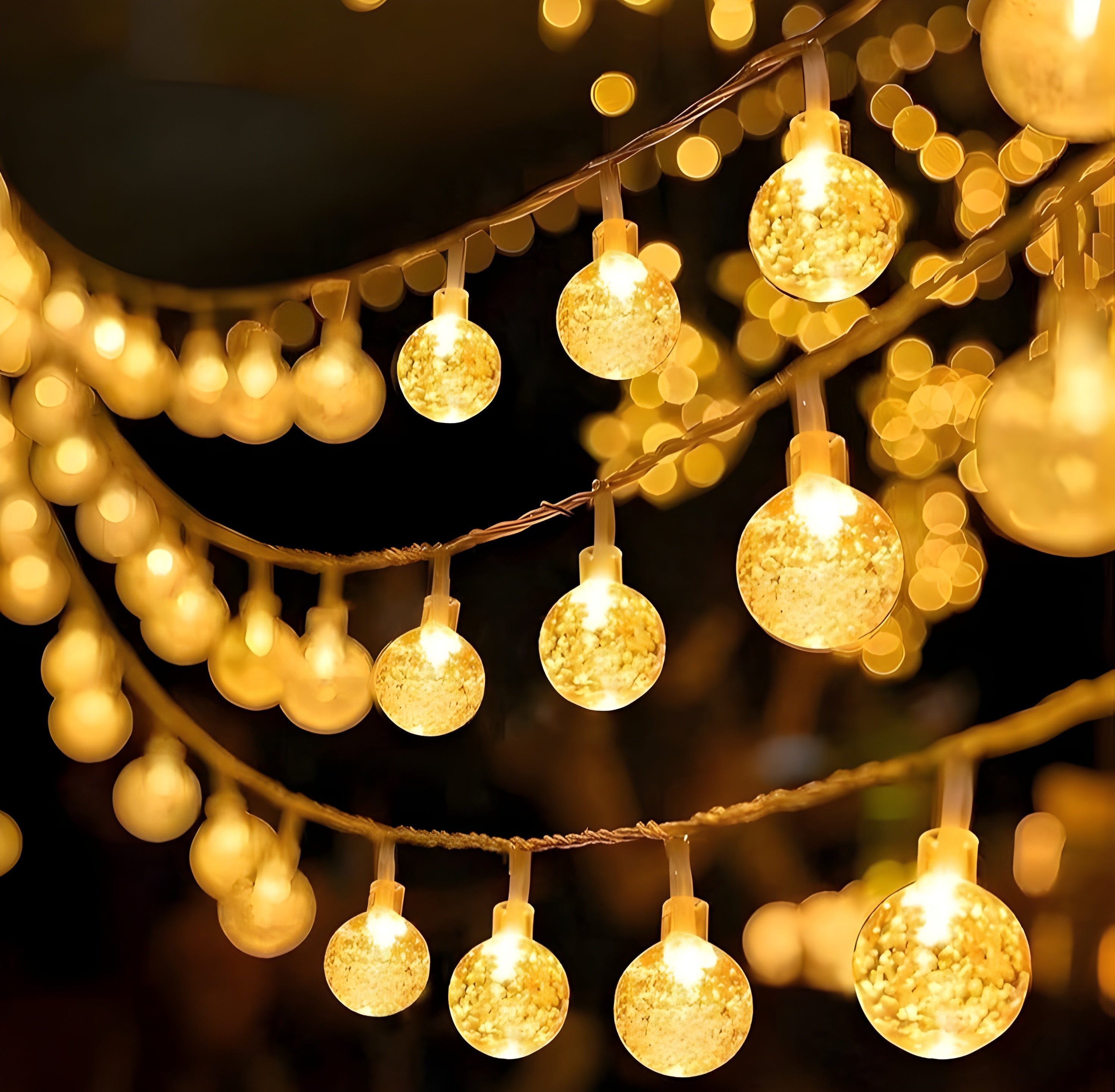 Golden Globe Solar String Lights – Warm White Decorative LED for Home & Garden