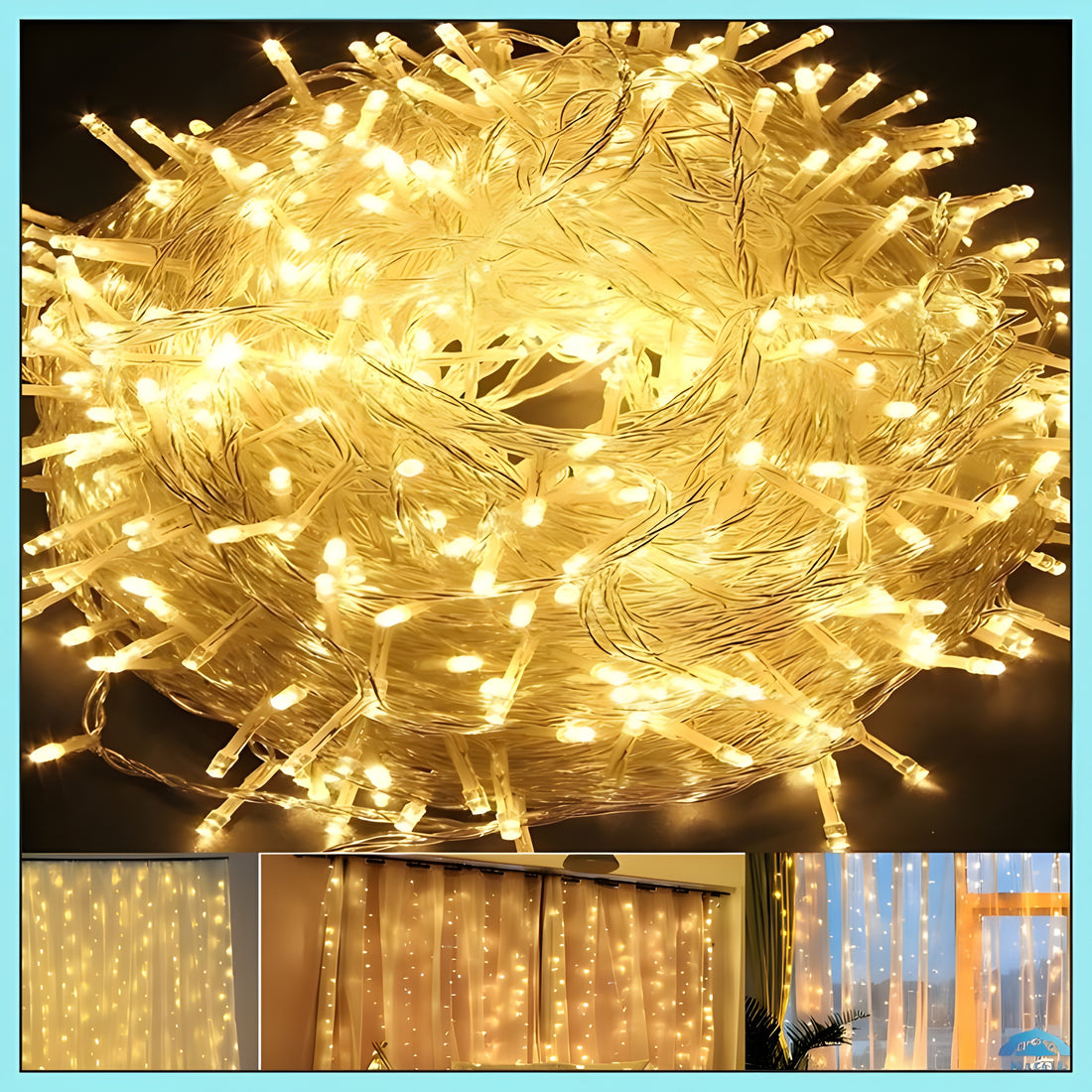 Warm White LED Curtain String Lights – Decorative Fairy Lights for Home, Festive & Wedding Décor