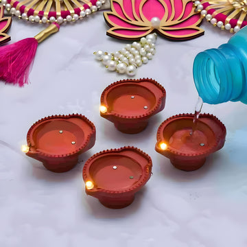 Pack of 6 Water Sensor Diya – LED Decorative Lamps for Diwali & Festive Decor