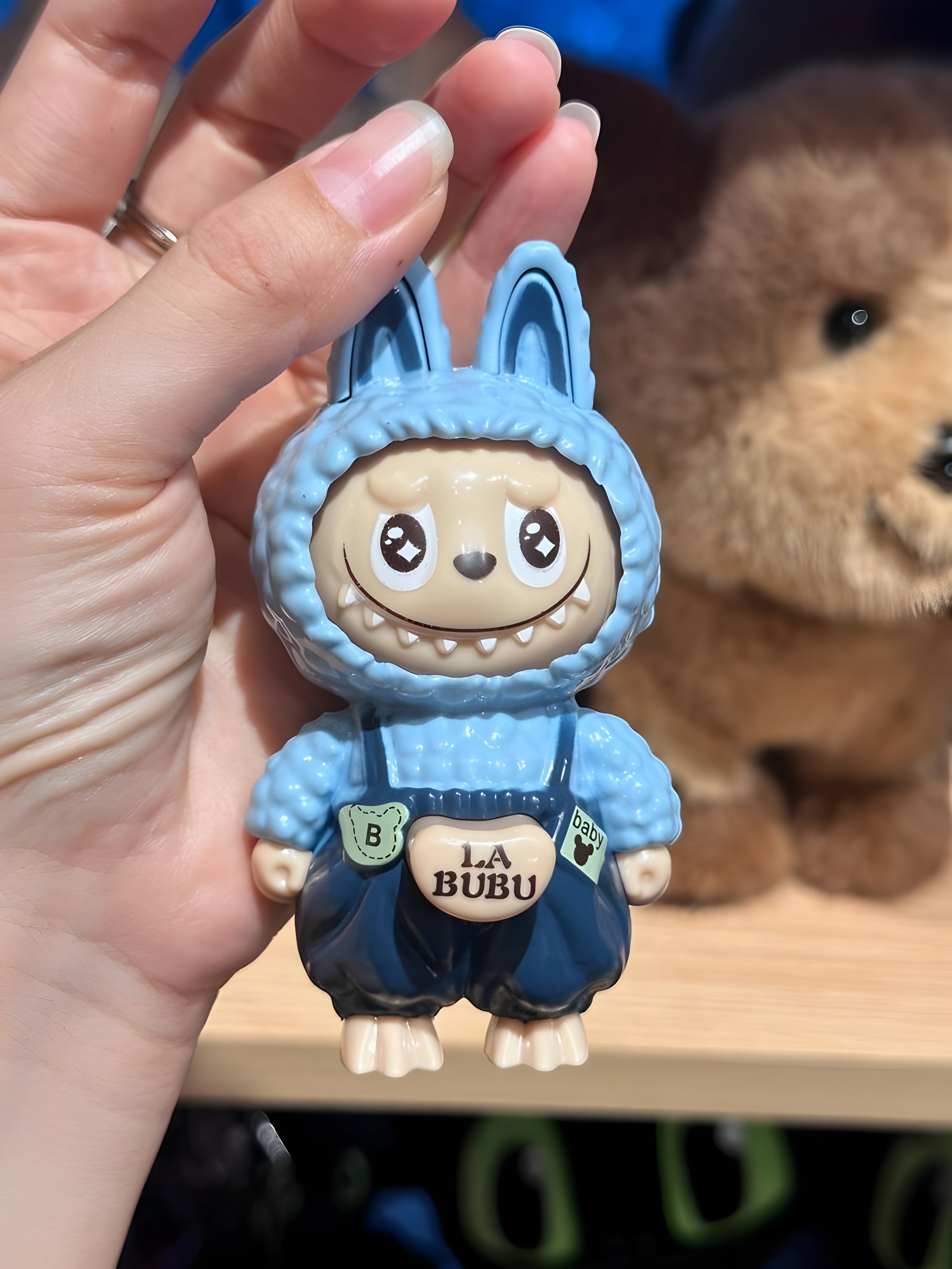 Cute LA BUBU Keychain | Adorable Blue & Pink Cartoon Doll Keychains for Car, Bag & Gift